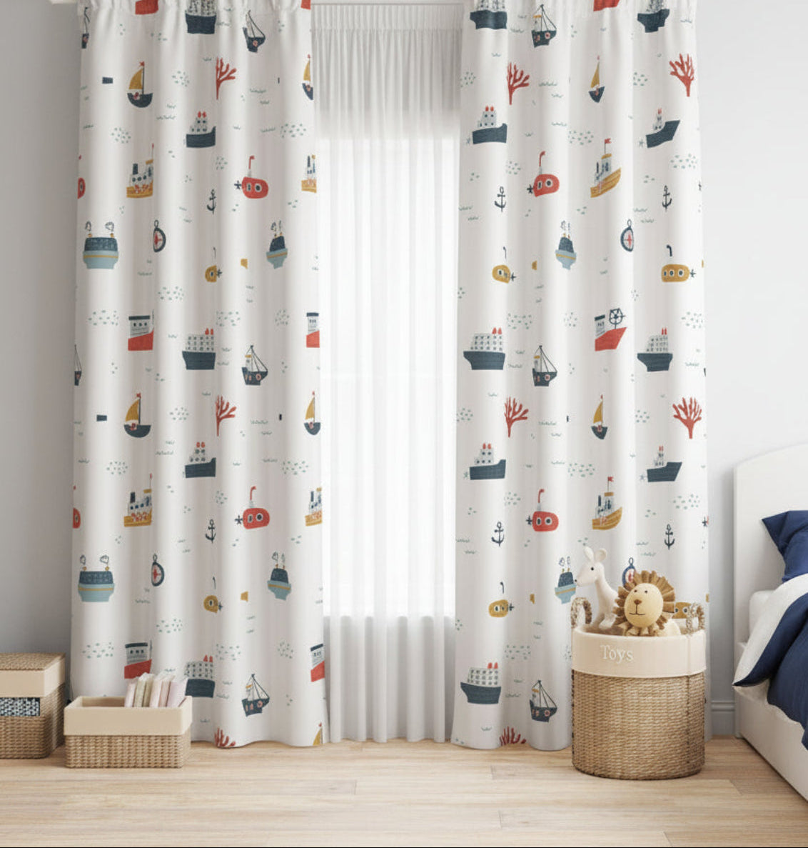 Boys Blackout Curtain Panel Nautical, Boys Bedroom Curtains, Boys ...