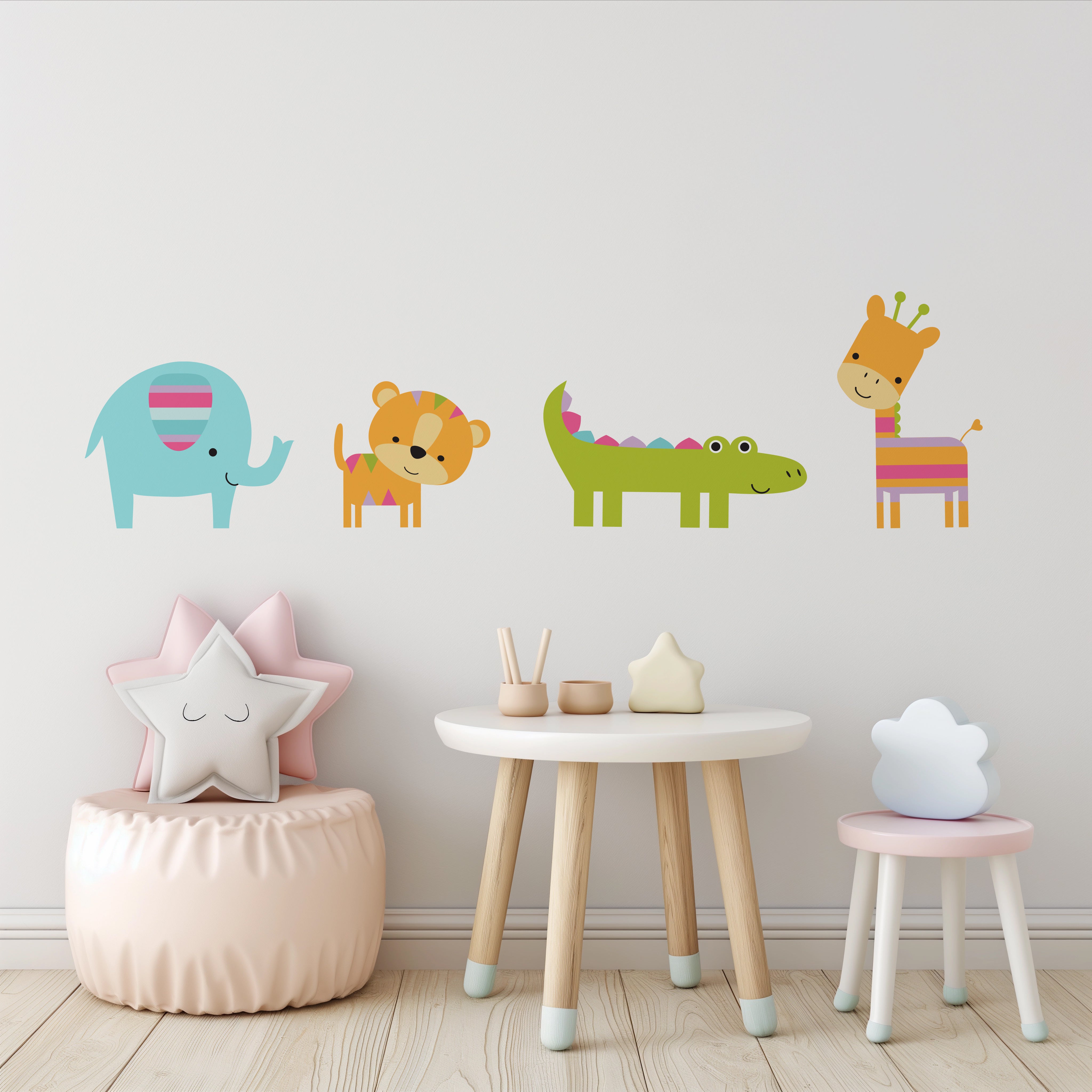 Girls Wall Decals Jungle Animals, Wall Murals, Wall Stickers, Nursery ...