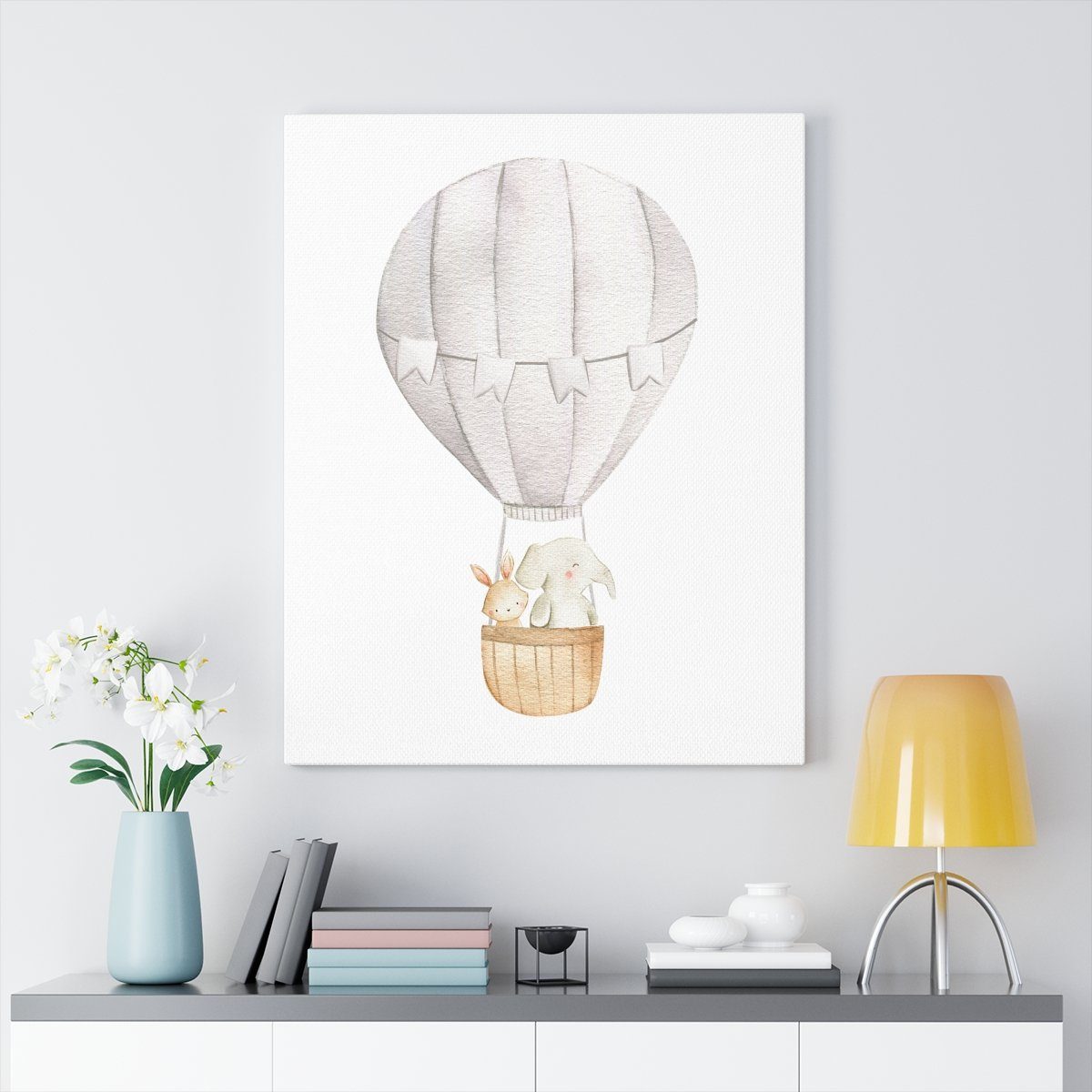 Kids Wall Art Print Hot Air Balloon, Gender Neutral Nursery Art Prints ...