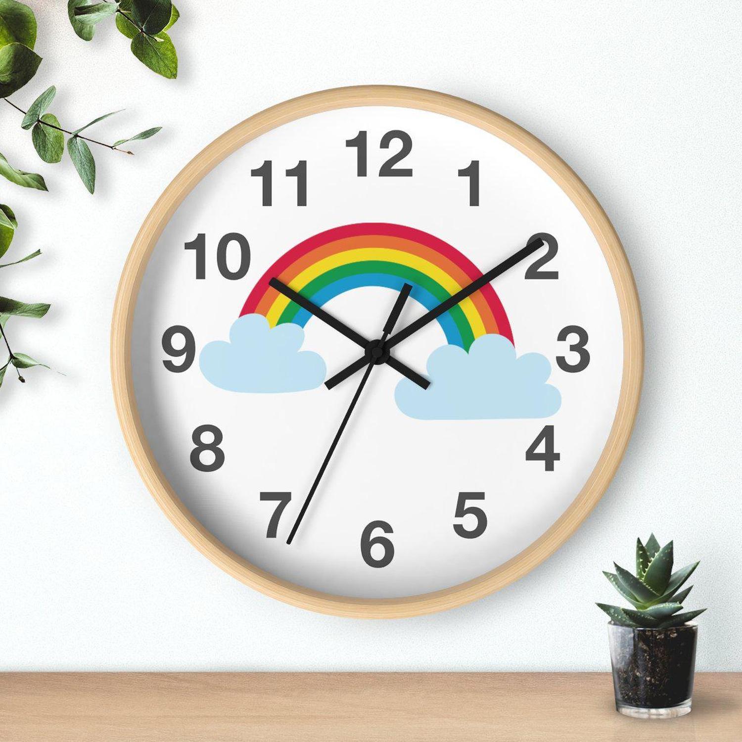 Rainbow Wall Clock, Girls Wall Clock, Girls Bedroom Decor, Nursery Wall ...