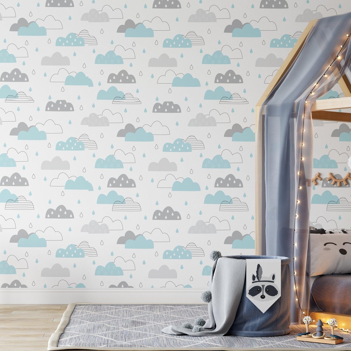 Kids Peel and Stick Wallpaper Clouds, Kids Wallpaper Panels, Kids