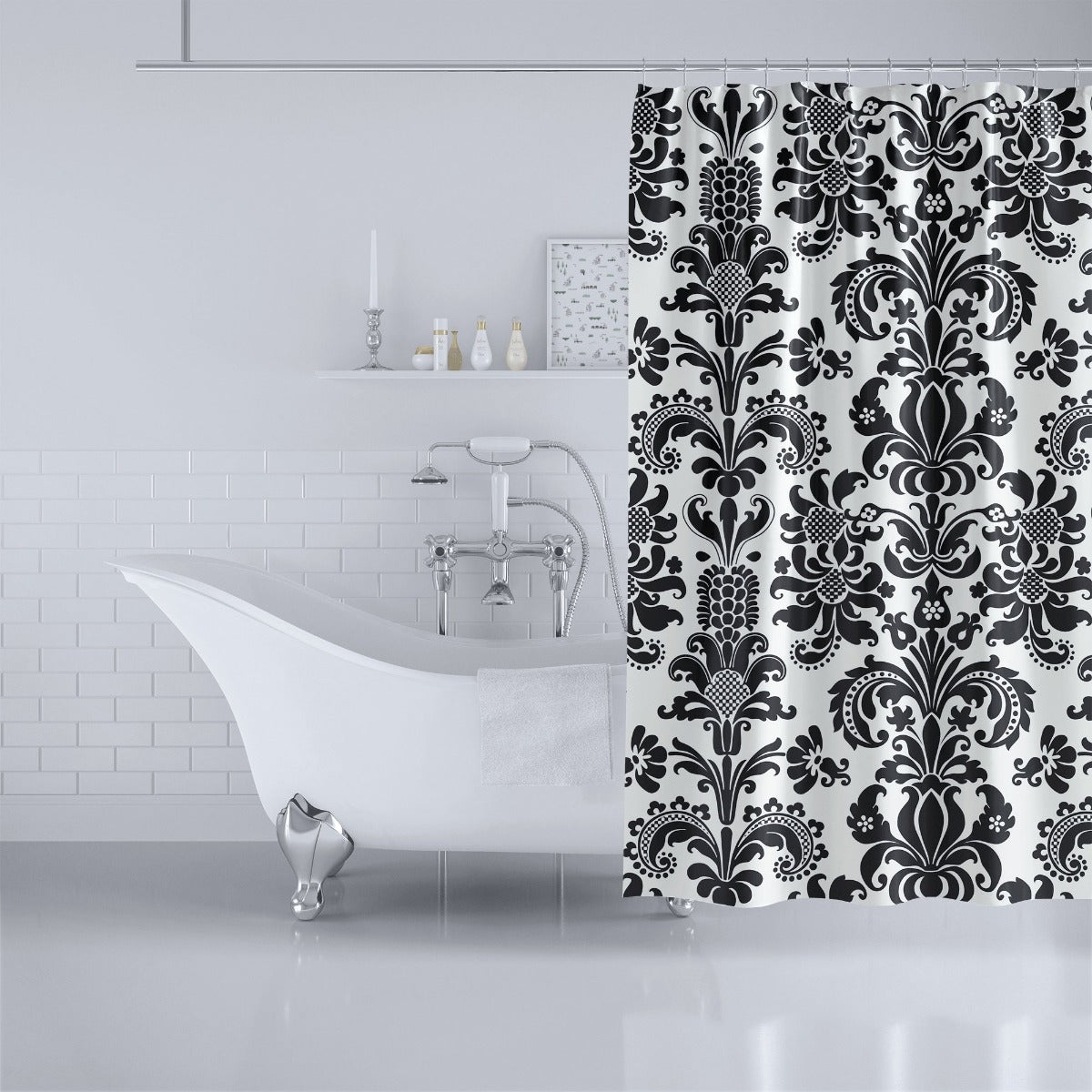 snake vintage style print serpent black and white 1800's Shower Curtain by  Luxorama