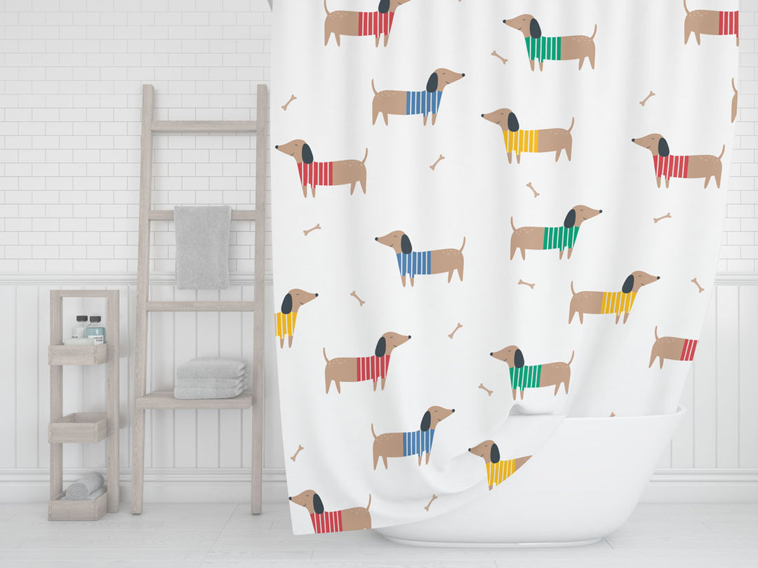 Dachshund Shower Curtain - Rainbow Dachshund Shower Curtain - Rainbow