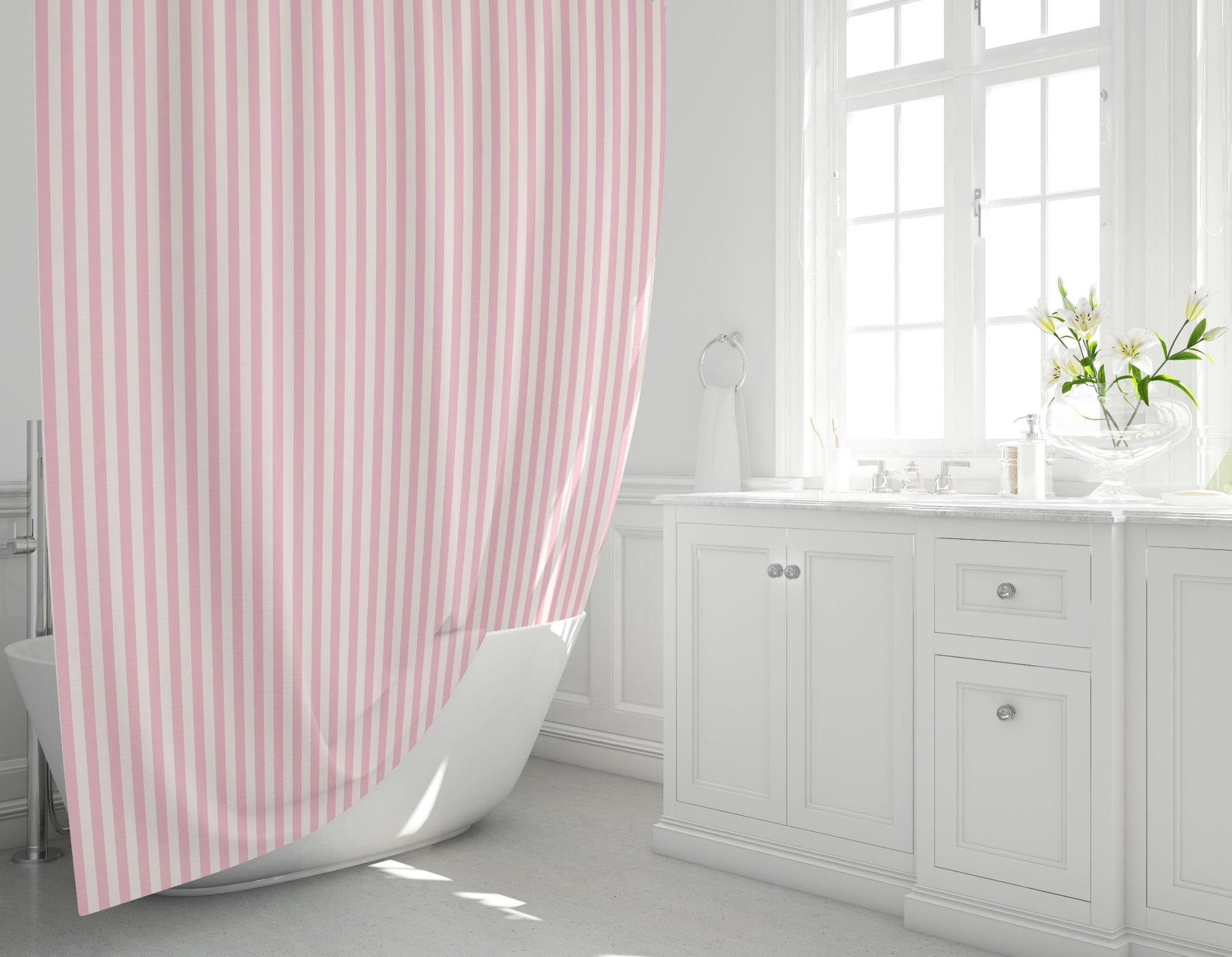 Striped Shower Curtain Pink