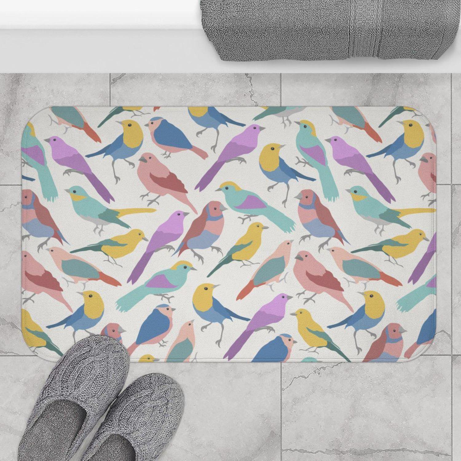 Modern Bath Mat Birds, Bath Rugs, Bathroom Decor & Accessories | Pippa ...